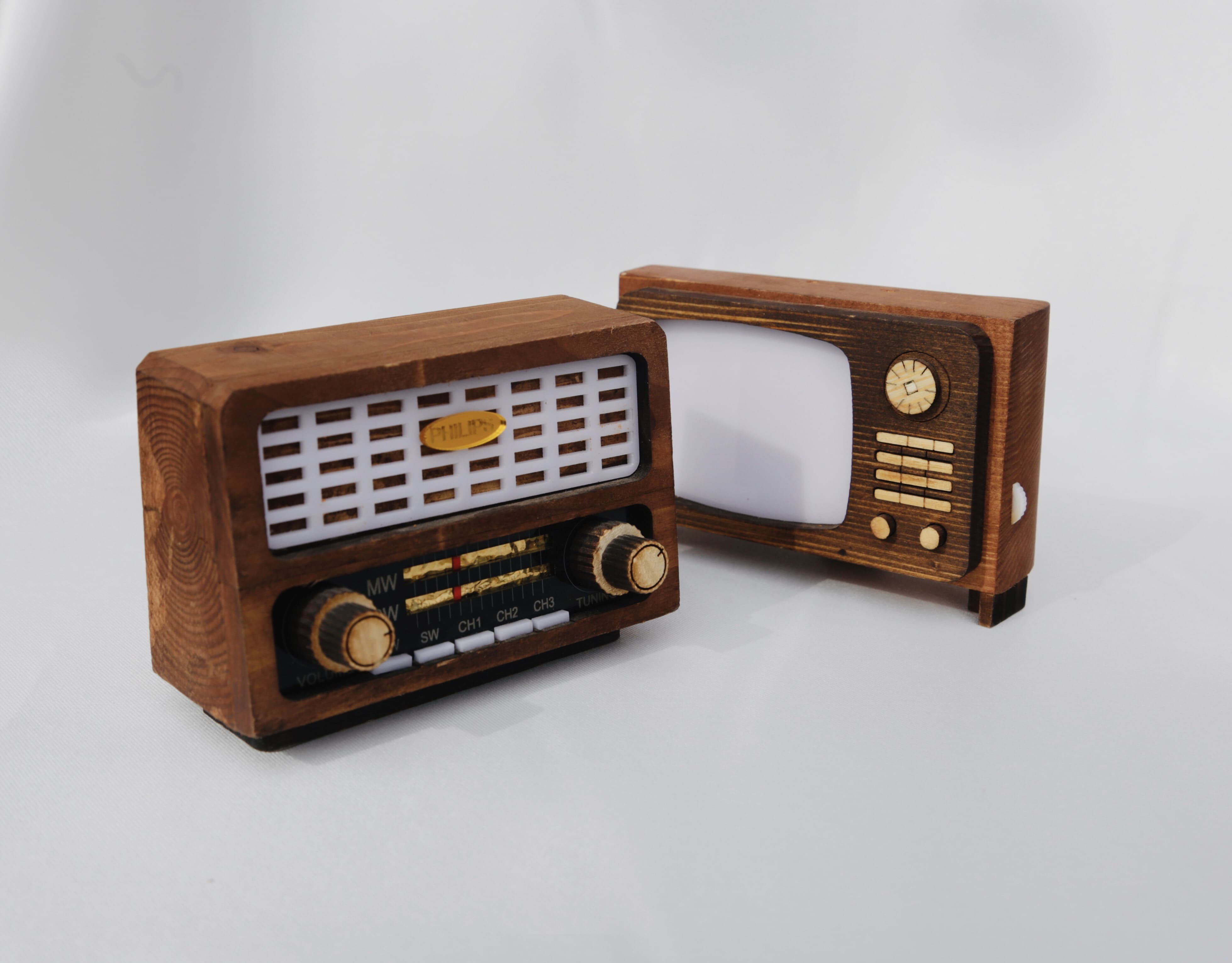 wooden radio and T.V