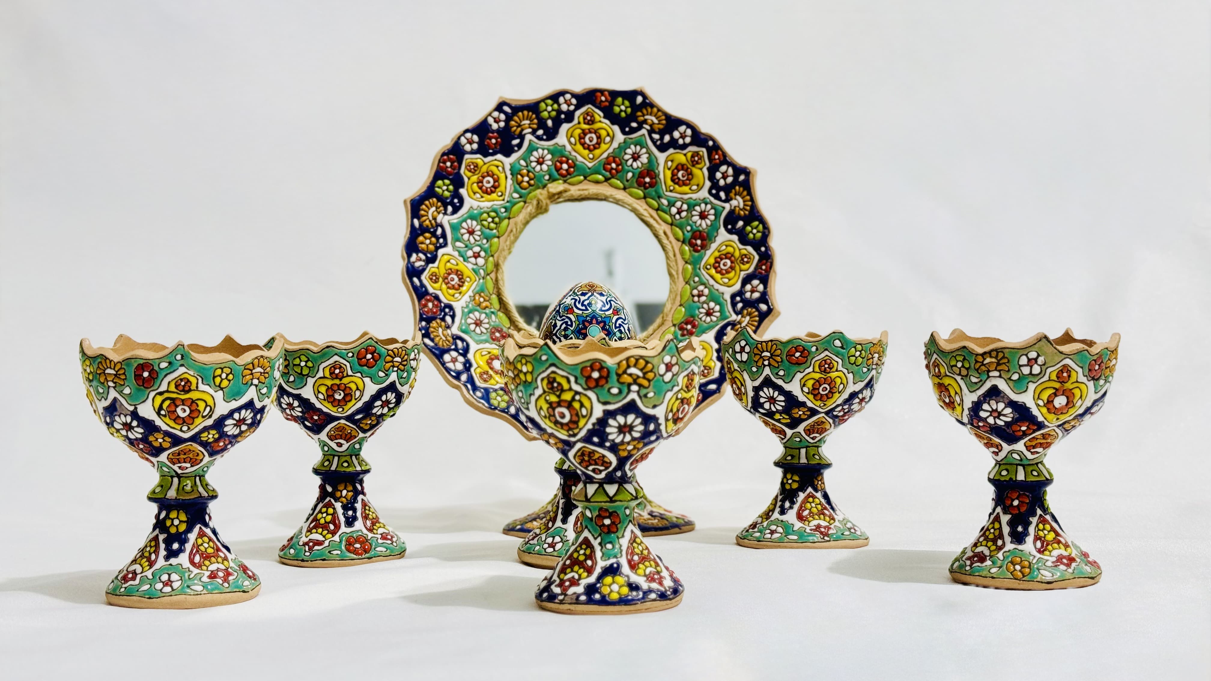Enamel Haft-Sin Pottery Set