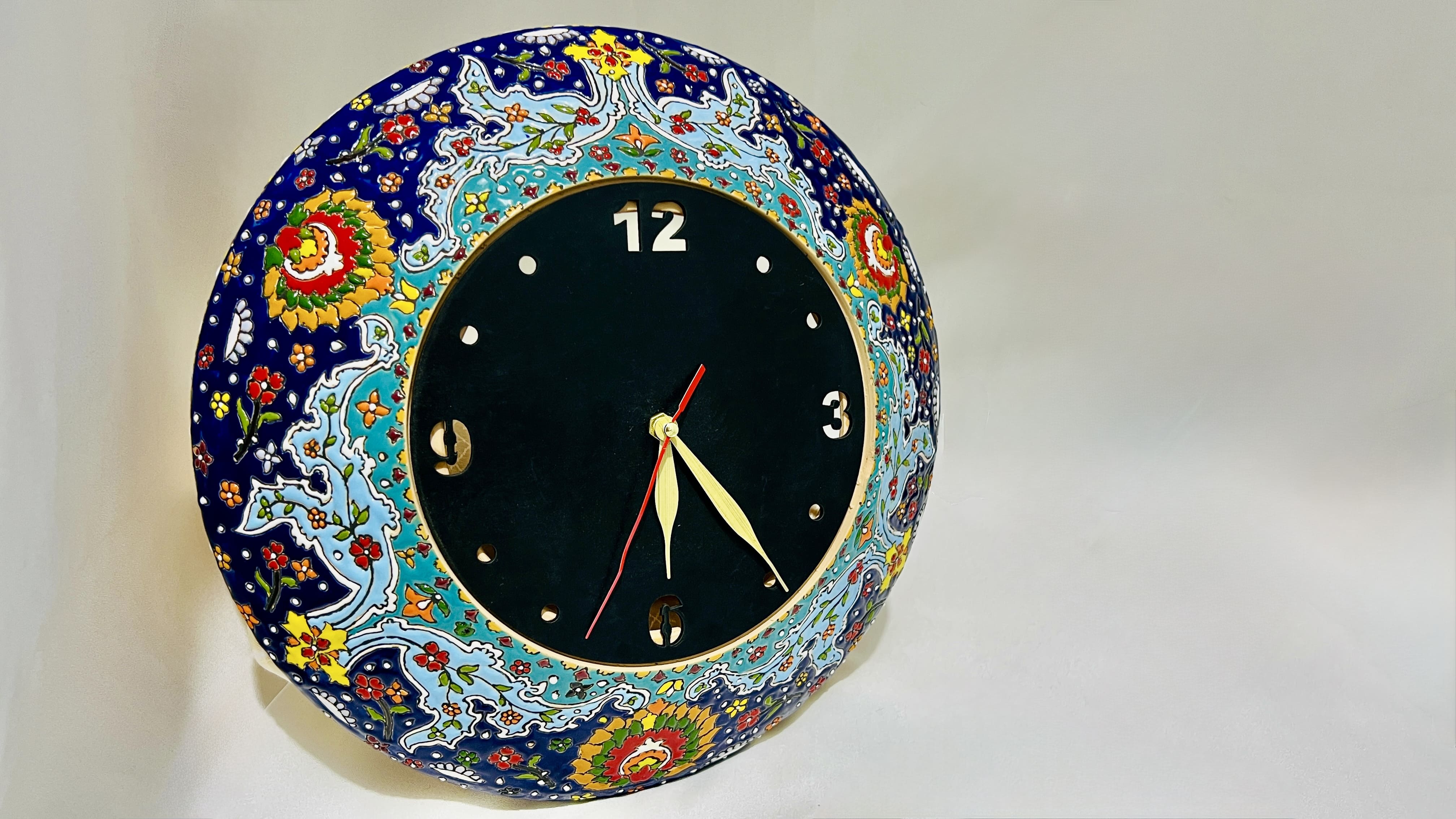 Enameled pottery clock